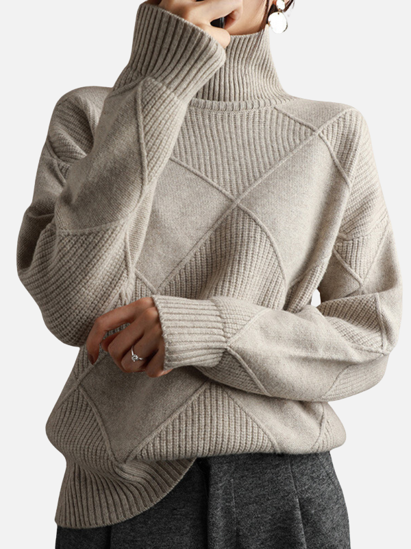 Damen Rollkragenpullover Rautenmuster Ansicht