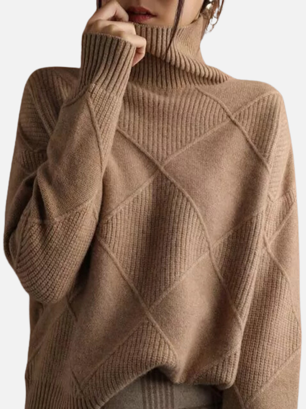 Damen Rollkragenpullover Strickmuster Detail