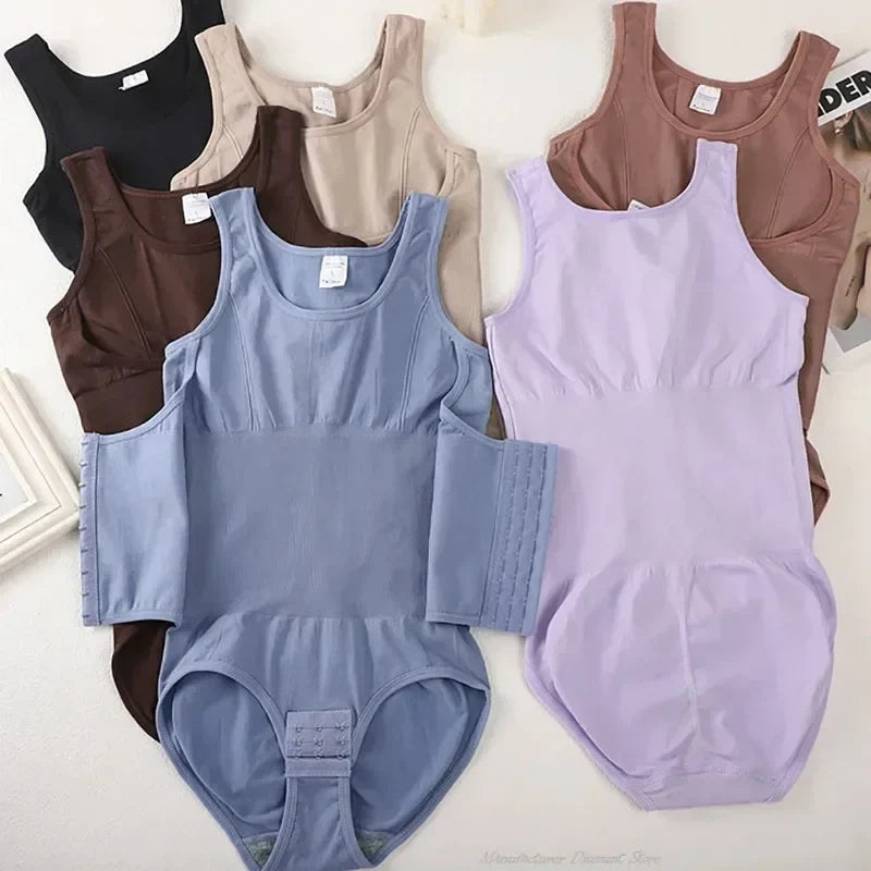 Damen Shapewear Body in Lila, Braun, Beige, Schwarz und Blau auf weißem Hintergrund