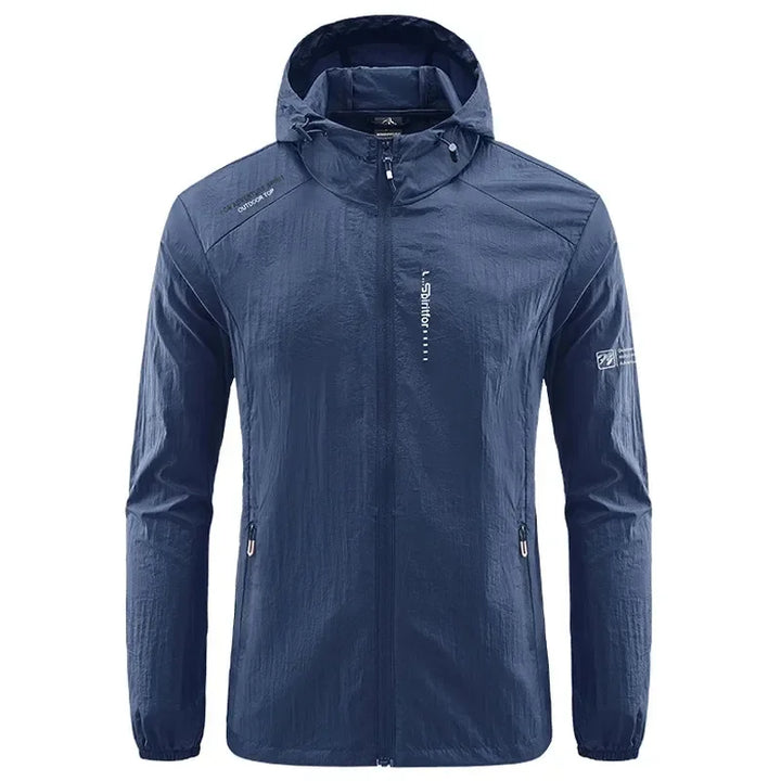 Blaue Herren Outdoorjacke mit Kapuze und Reißverschluss