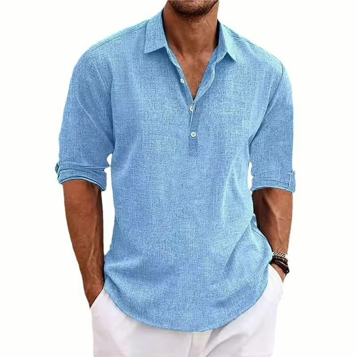 Herren Kurzarm Freizeithemd mit offenem Kragen in Regular Fit Detailansicht