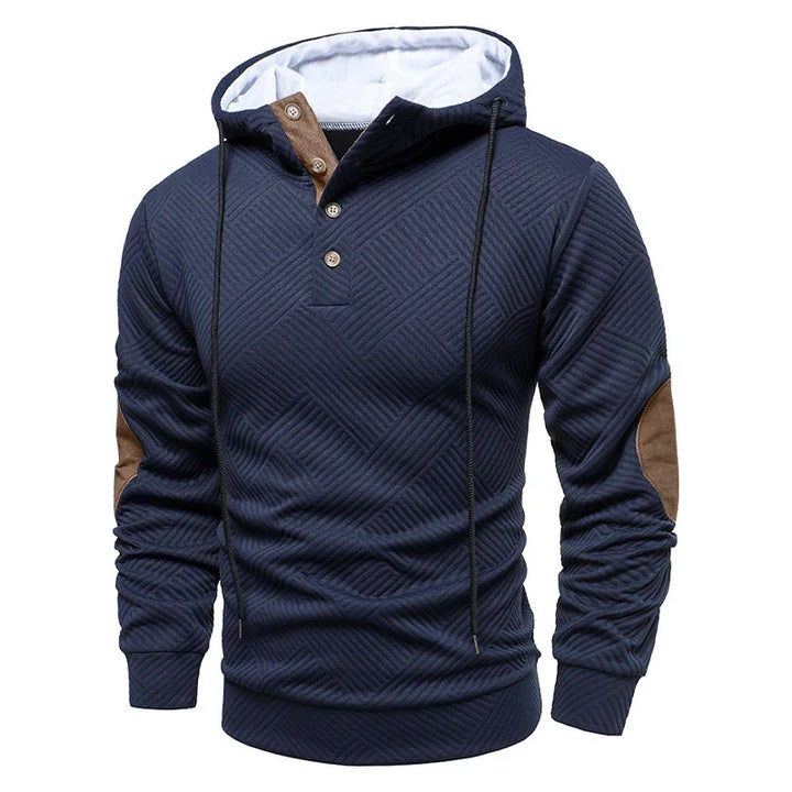 Eleganter Herren Kapuzenpullover in Schwarz, bietet Stil und Wärme für Herbst- und Wintermode.