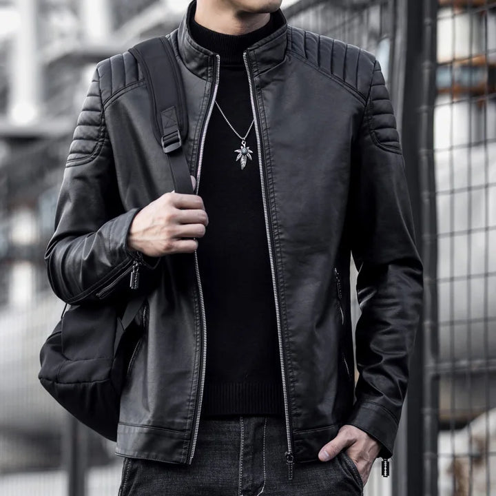 Klassische schwarze Übergangsjacke für Herren im schicken Slim Fit