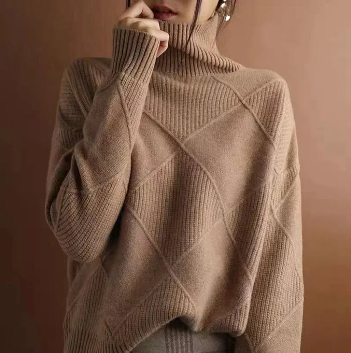 Eleganter grüner Strickpullover für Damen, warme Herbstmode