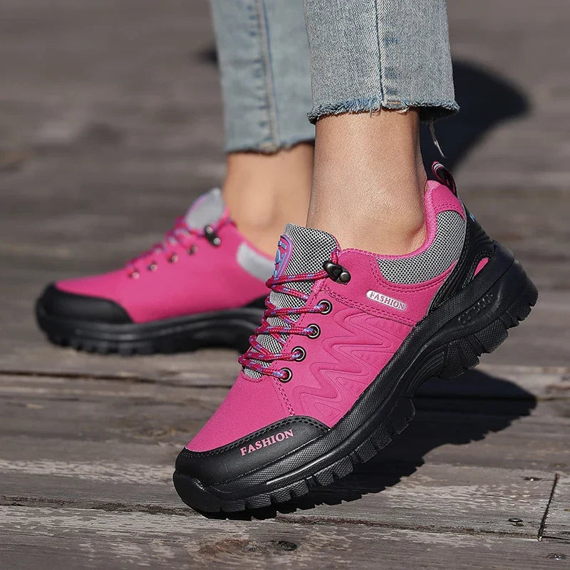 Graue Outdoor Trekking Schuhe für Damen für sportliche Freizeitaktivitäten
