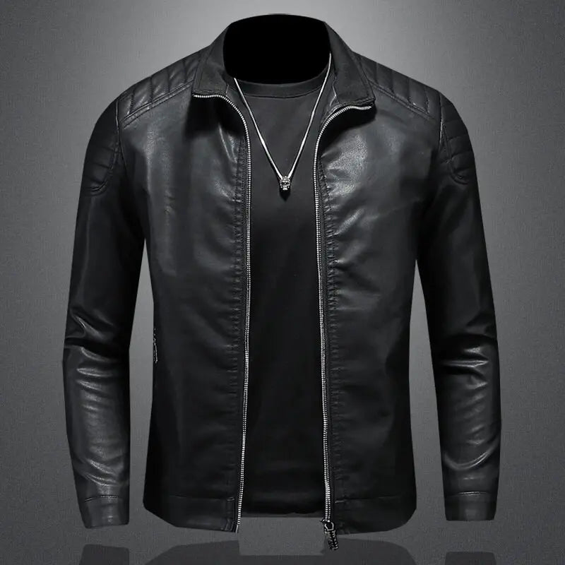 Klassische schwarze Übergangsjacke für Herren mit Reißverschluss