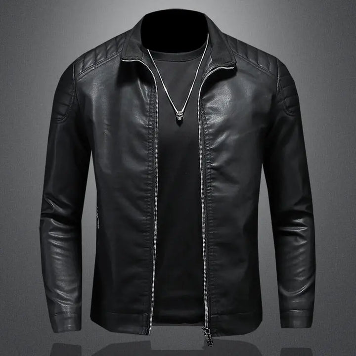 Klassische schwarze Übergangsjacke für Herren mit Reißverschluss