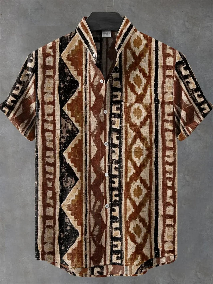 Kurzarmhemd für Herren, Bohemian-Muster, perfekt für Strand, Freizeit und warme Sommertage.
