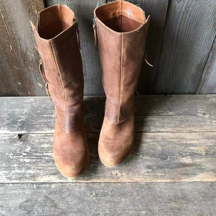 Bequeme Damen Stiefel in Khaki mit praktischem Reißverschluss für Damen