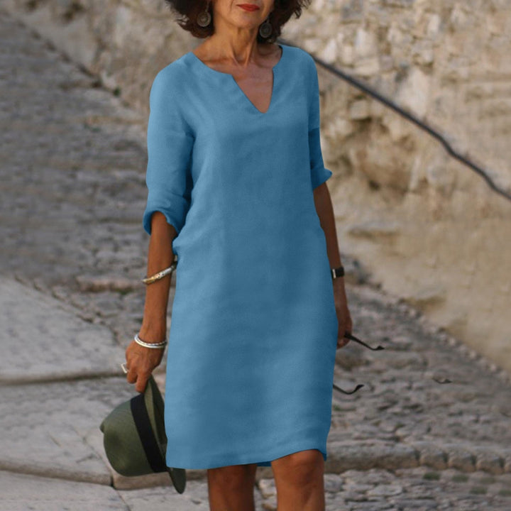 Langes Damenkleid im Lagenlook in sattem Grün