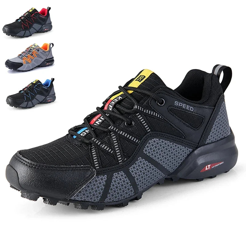 Schwarze Herren Outdoor Wanderschuhe mit rutschfester Sohle in Detailansicht