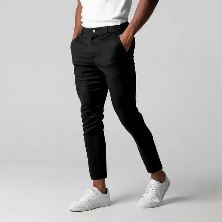 Schwarze Herren Slim Fit Stretch Hose in schmalem Schnitt für Business Casual Outfits