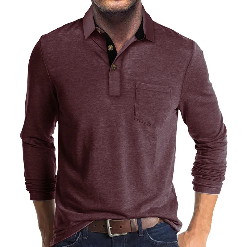 Herren Langarmshirt in Dunkelrot