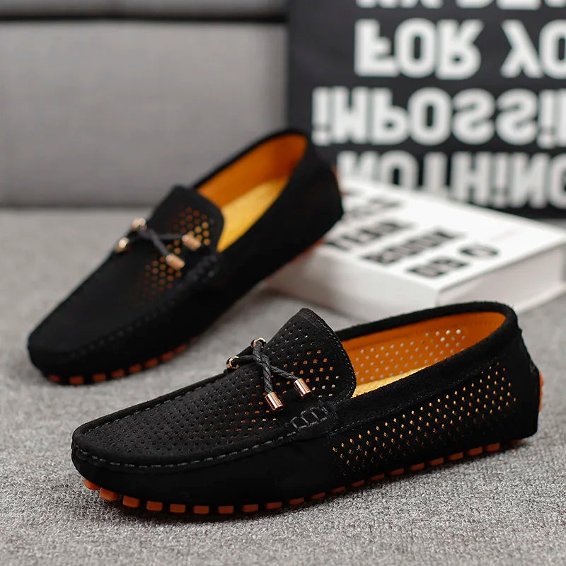 Leichte Herren Freizeitschuhe in Blau, bequeme Slipper für den Sommer