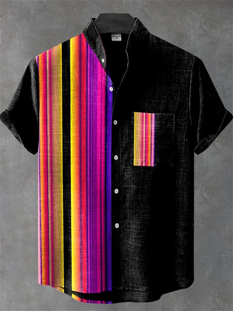 Muster-Herrenhemd in lockerer Passform, Bohemian-Stil, perfekt als lässige Strandmode für den Sommer.