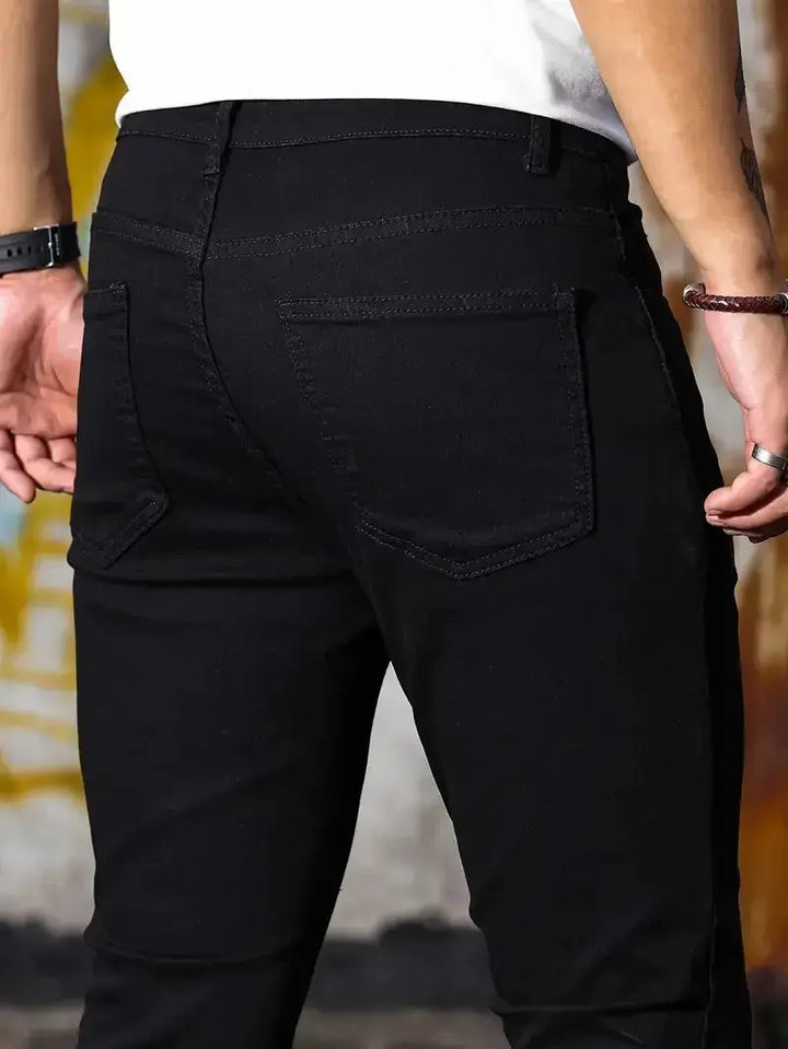 Schwarze Herren Stretch Hose im modernen Slim Fit Design für den Alltag