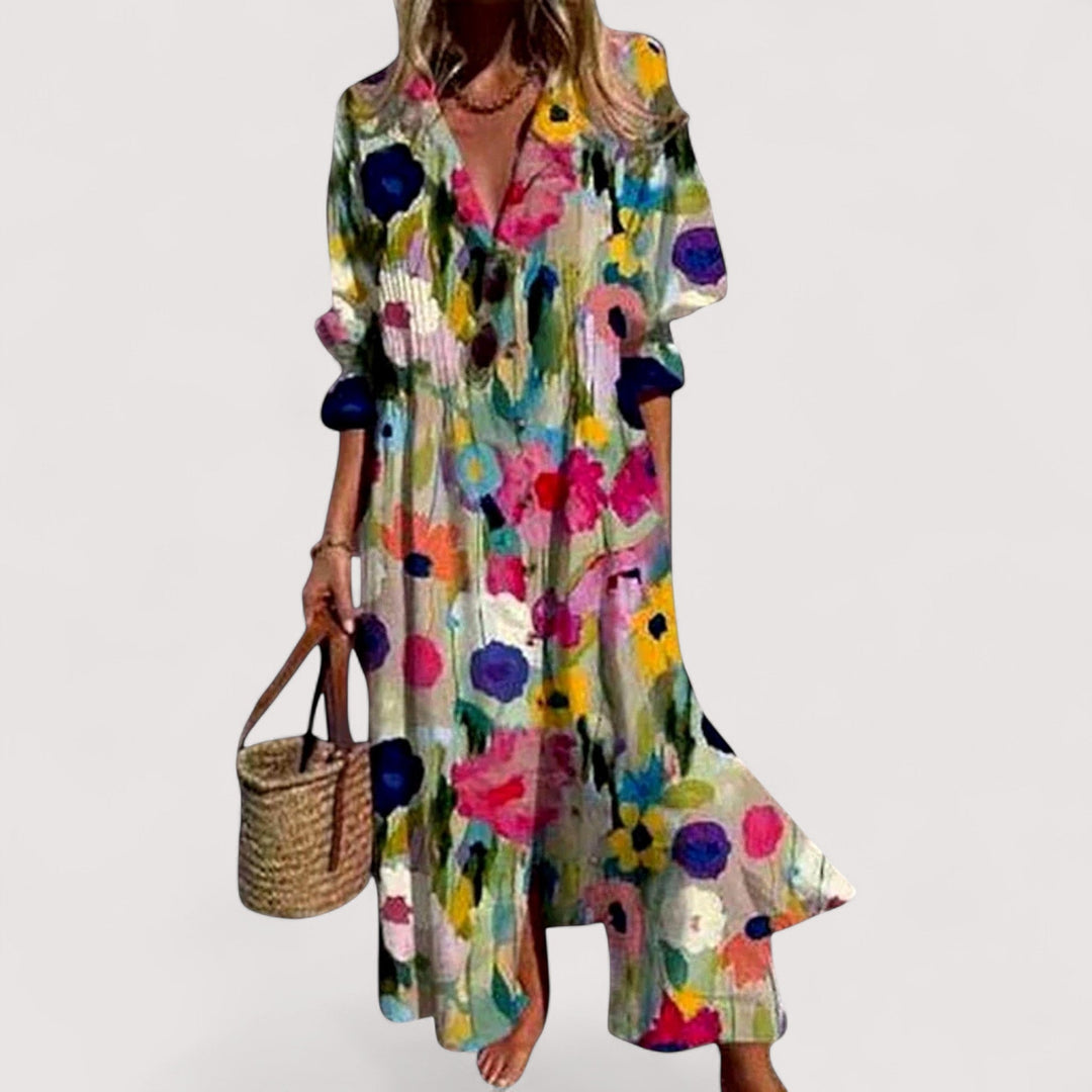Bequemes Damen A-Linien Kleid mit modischem Print. Ideal für Freizeit und entspannte Tage.