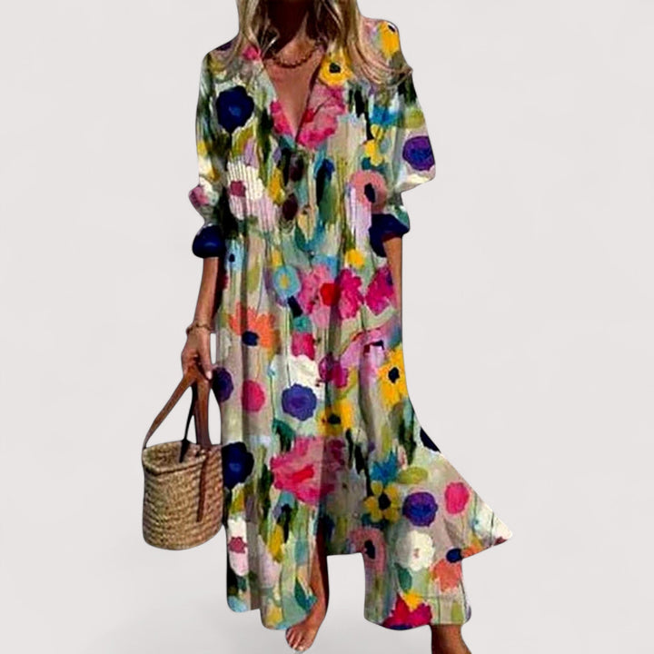 Bequemes Damen A-Linien Kleid mit modischem Print. Ideal für Freizeit und entspannte Tage.
