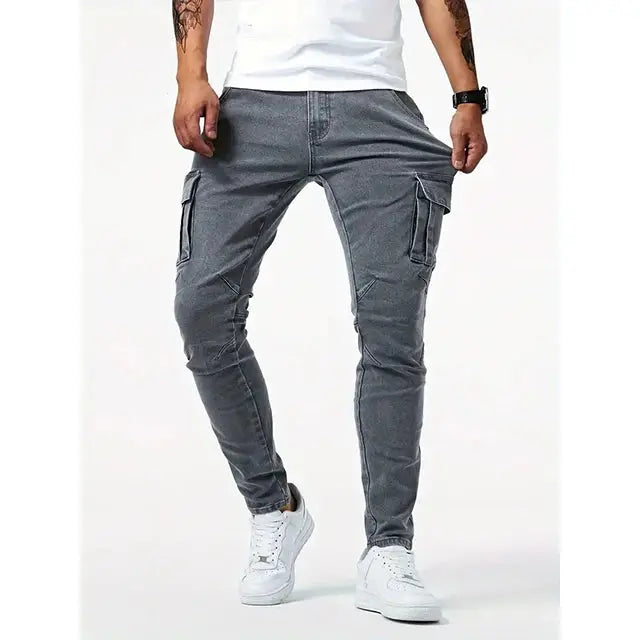 Graue Herren Slim Fit Jeans, Knöcheleng. Vielseitige Freizeit Jeans für einen präzisen, modernen Style.
