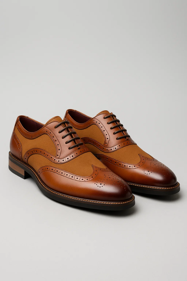 Herren Business Oxford Schuhe in Braun und Hellbraun