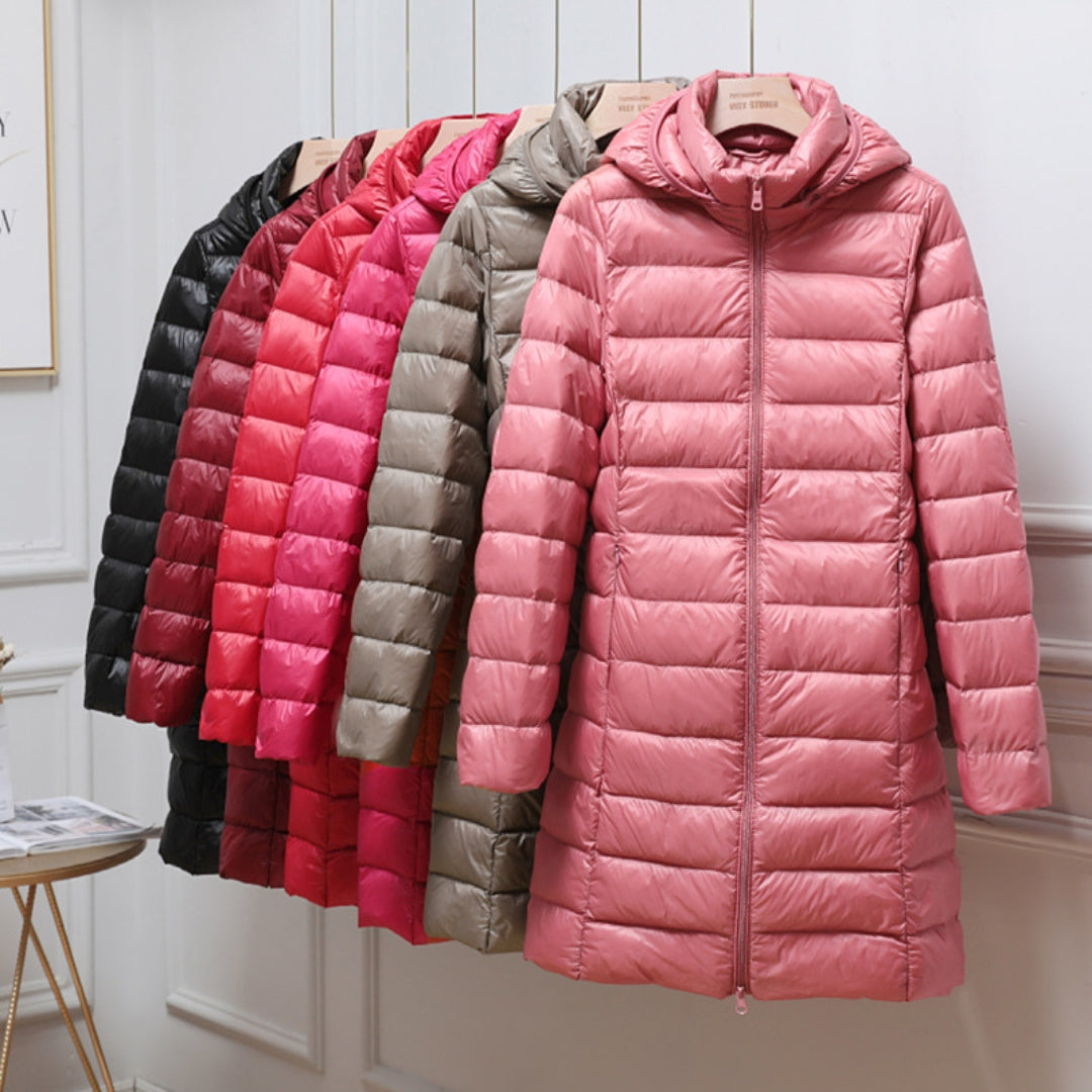 Detailansicht der leichten Damen Winterjacke mit hochwertiger Steppung