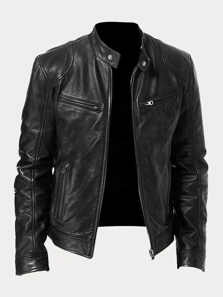 Schwarze klassische Herrenjacke mit Reißverschluss