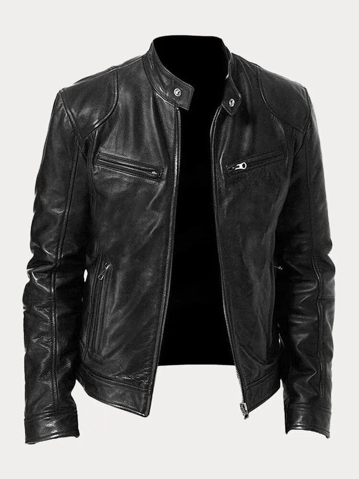 Schwarze klassische Herrenjacke mit Reißverschluss