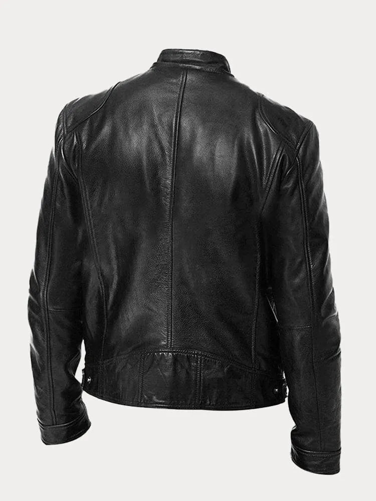 Details der schwarzen Herrenjacke mit hochwertigem Verschluss
