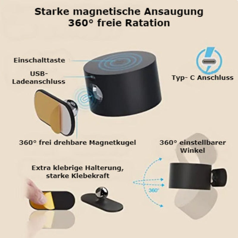 Kabellose 360° Wandleuchte mit Smart-Touch und LED