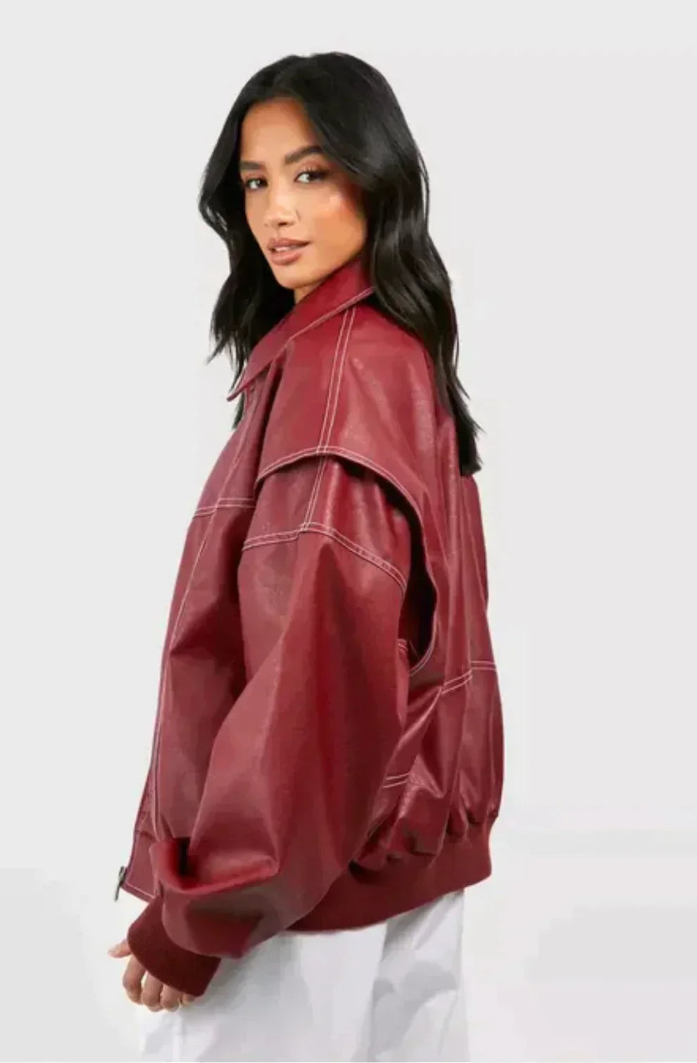 Damen Oversize Rote Jacke - Trendfarbe