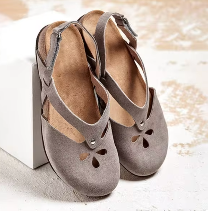 Ergonomische Damenschuhe für den Sommer, bieten Fußgewölbestütze und Entlastung für gesunde Füße.