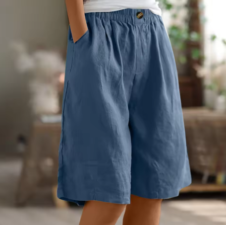 Damen Freizeithose weite geschnitten in Beige, atmungsaktive Sommerhose