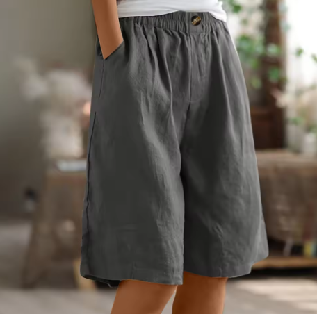 Damen Shorts in Grau mit elastischem Bund für den Sommer