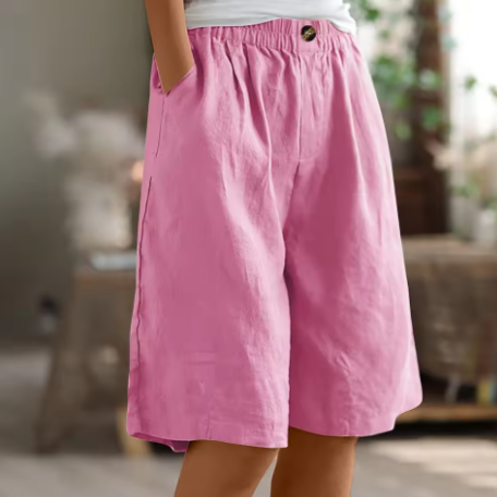 Damenmode kurze Hose mit elastischem Bund, lässige Casual Sommerhose