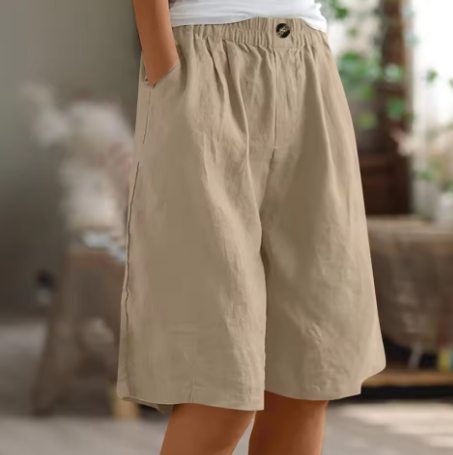 Sommerhose mit praktischen Taschen, weite Damen Shorts casual