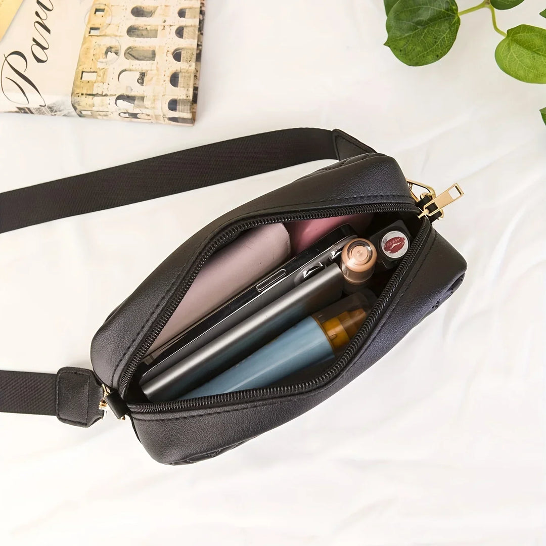 Weiße Damen Umhängetasche mit gestepptem Design, ideal für Frühling und Sommer