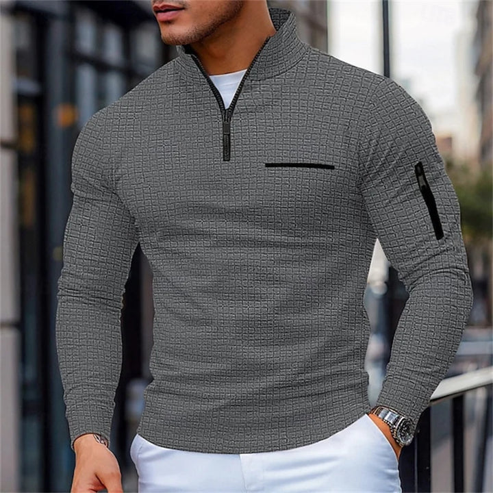 Sportlicher Herren Pullover mit Strukturmuster und Zipper