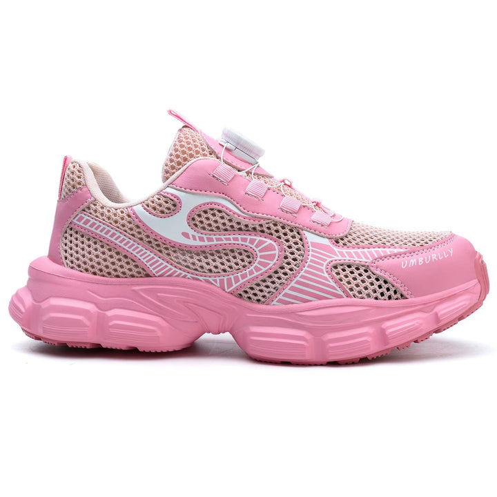 Moderne Damen Sicherheitsschuhe in Rosa, mit ergonomischem Design, Stahlkappe & durchtrittsicherer Sohle.