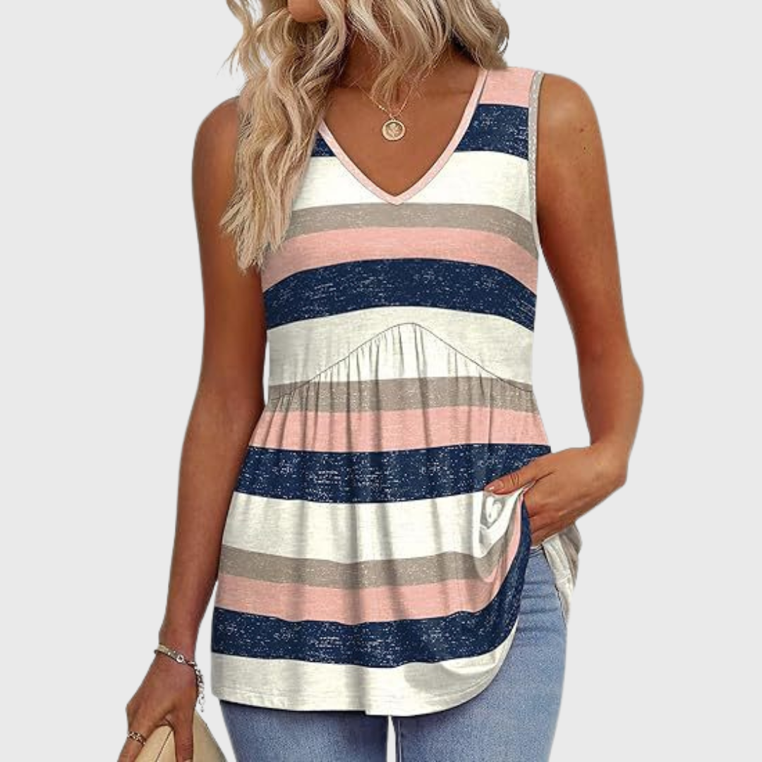 Lockeres Damen Sommer Top mit femininem V-Ausschnitt Detail