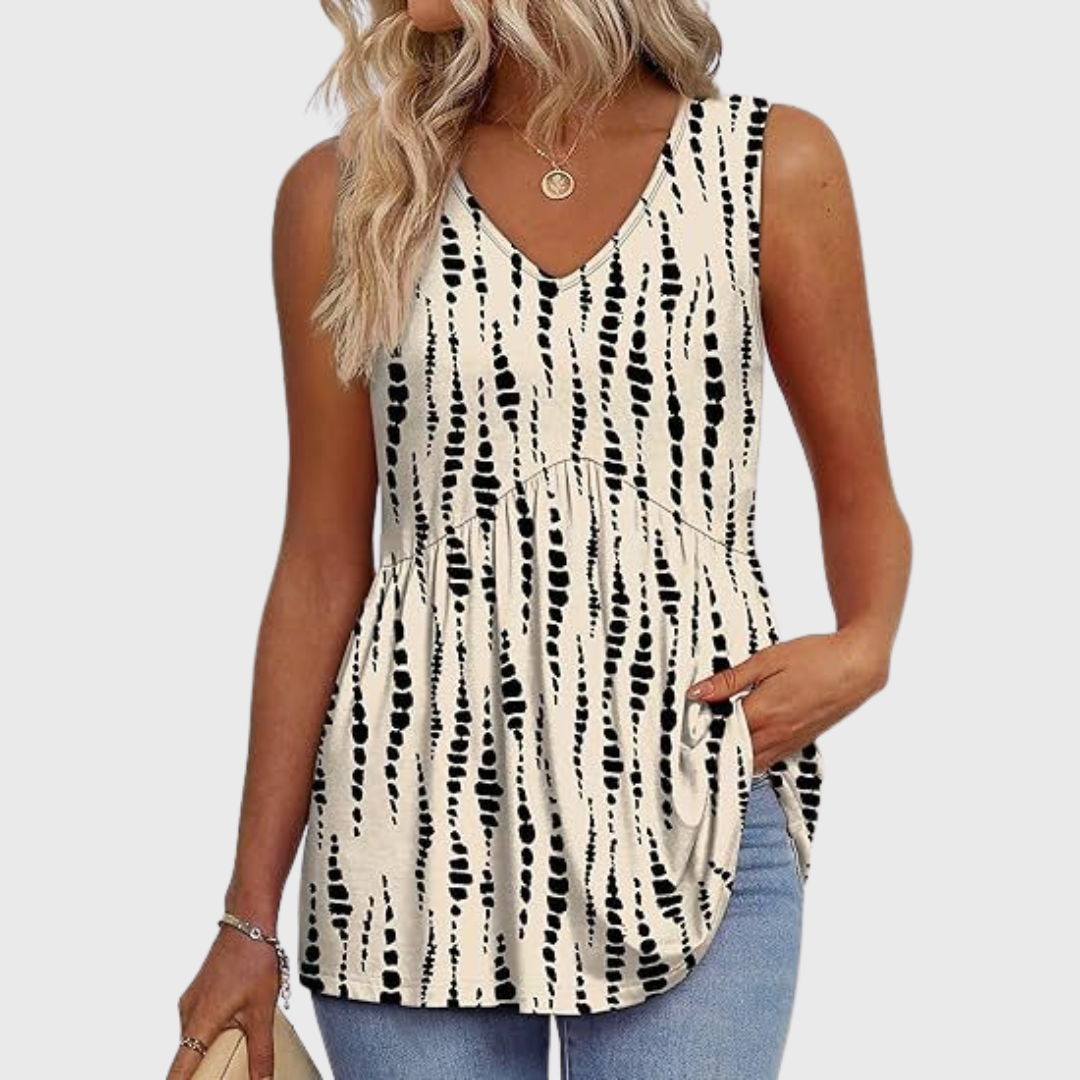 Schickes Damen Sommer Top mit V-Ausschnitt und lockerem Fall