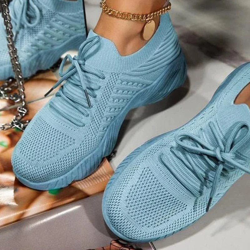 Himmelblaue orthopädische Damen Sneaker mit Schnürung