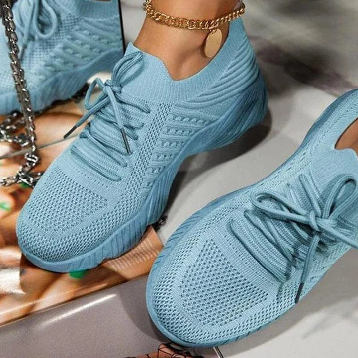 Himmelblaue orthopädische Damen Sneaker mit Schnürung