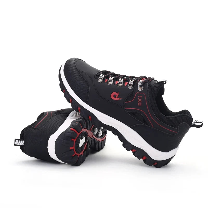 Schwarze Herren Trekking Wanderschuhe mit grünem Innenfutter für Outdoor