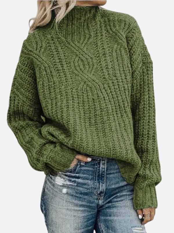 Oversize Strickpullover für Damen mit Stehkragen, Rückansicht