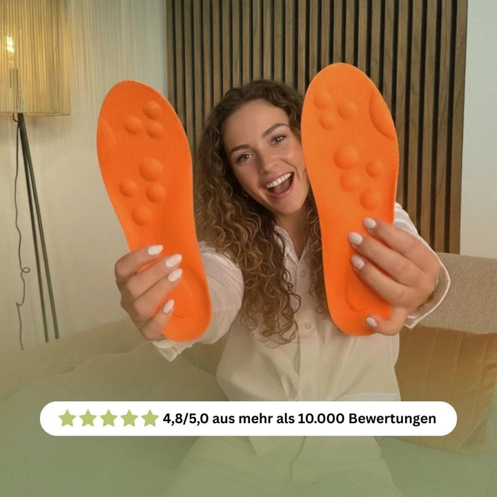 Zuschneidbare stoßdämpfende Einlegesohlen für Damen und Herren, passen in jede Schuhgröße, fördern Fußgesundheit.