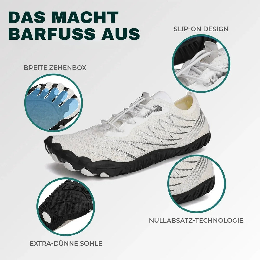 Barfußschuh NaturaRun mit breiter Zehenbox & Nullabsatz. Unisex-Design für optimalen Fußkomfort.