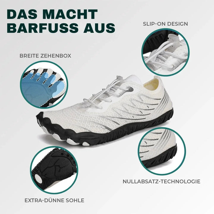 Barfußschuh NaturaRun mit breiter Zehenbox & Nullabsatz. Unisex-Design für optimalen Fußkomfort.