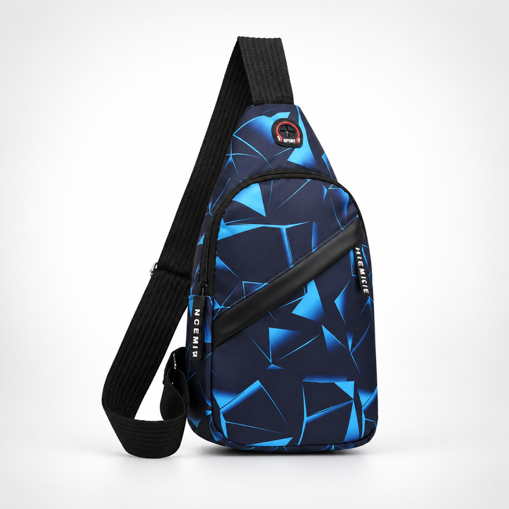 Verstellbarer Schultergurt der blauen geometrischen Brusttasche