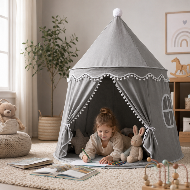 Stilvolles Design des Kinderzeltes passt perfekt in moderne Wohnräume