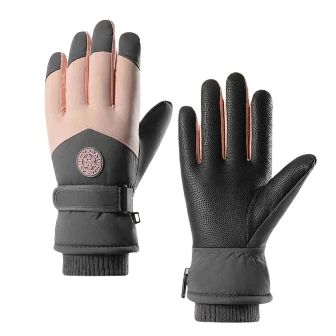 Verstellbare Manschetten und verstärkte Handflächen der Unisex Ski-Handschuhe für perfekten Sitz & Halt.